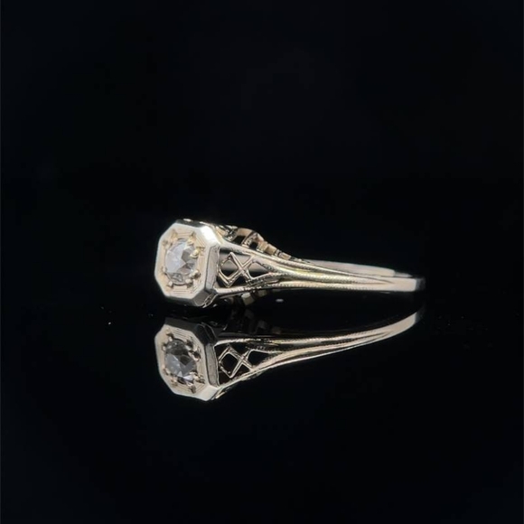 18k white gold geometric diamond ring - Picture 3 of 5